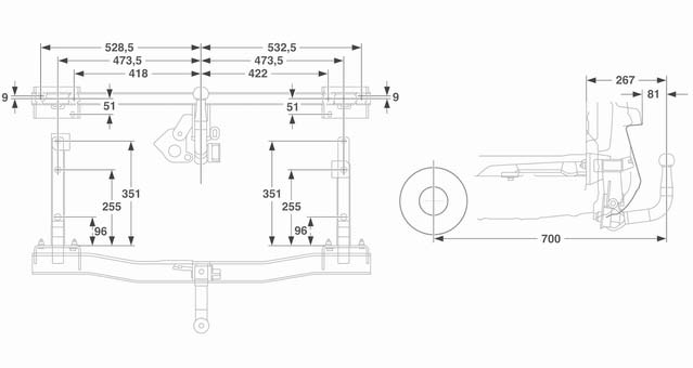 Towing hitch installation dimensions